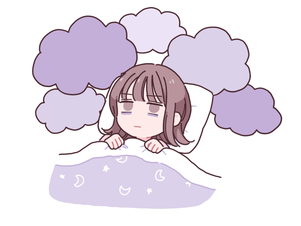 悩みすぎて眠れない女子