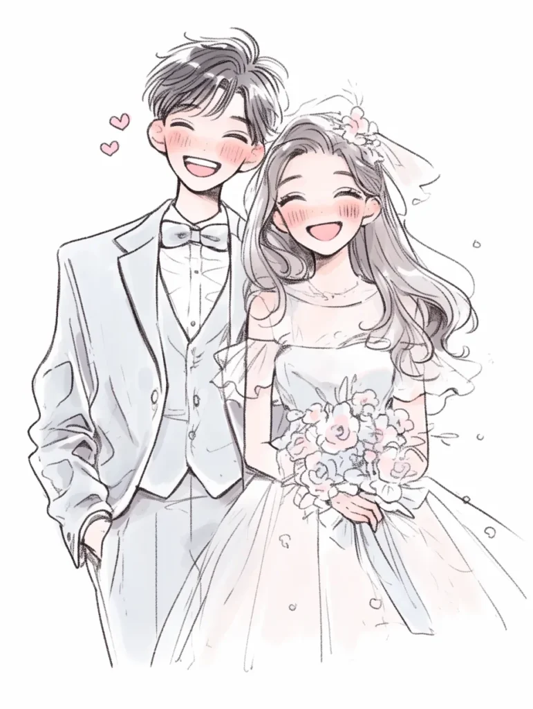 結婚式の男女のイラスト