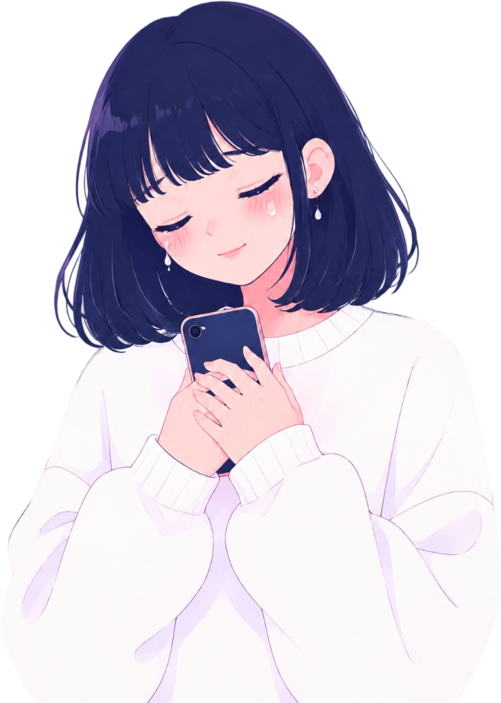 スマホを抱きしめる女性