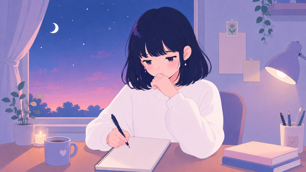 書き物をする女性